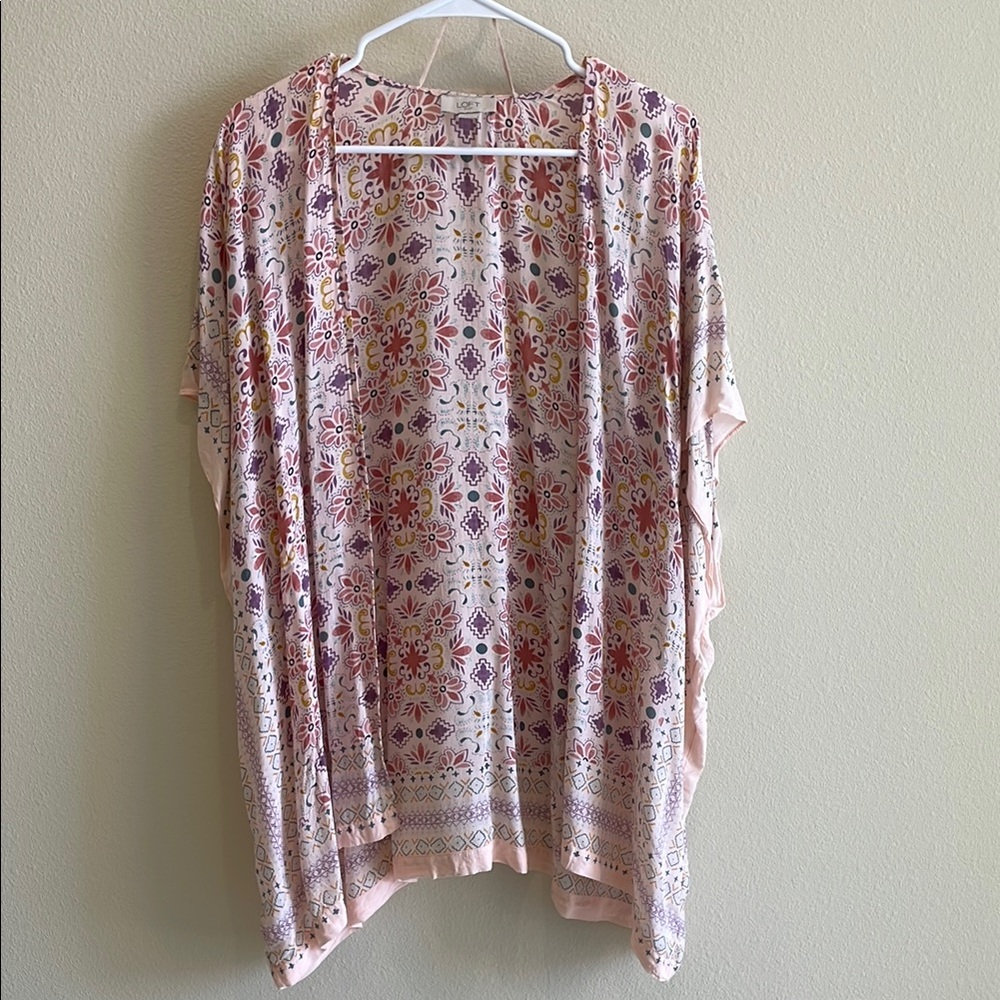 LOFT Floral Kimono Wrap - Pink and Purple